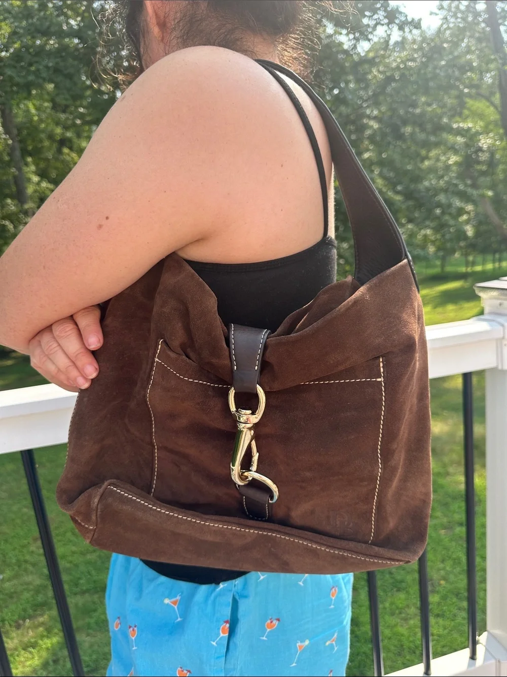 Dooney and Bourke Brown Cognac Suede Hobo